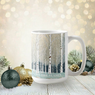 Caneca De Café Snowy Birch Trees de Natal ID1003