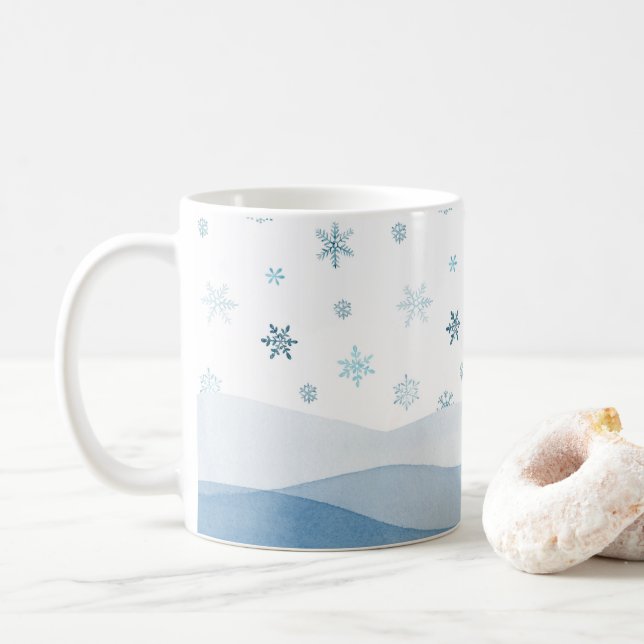 Caneca De Café Snowy Blue Winter Landscape Mug (Com Donut)