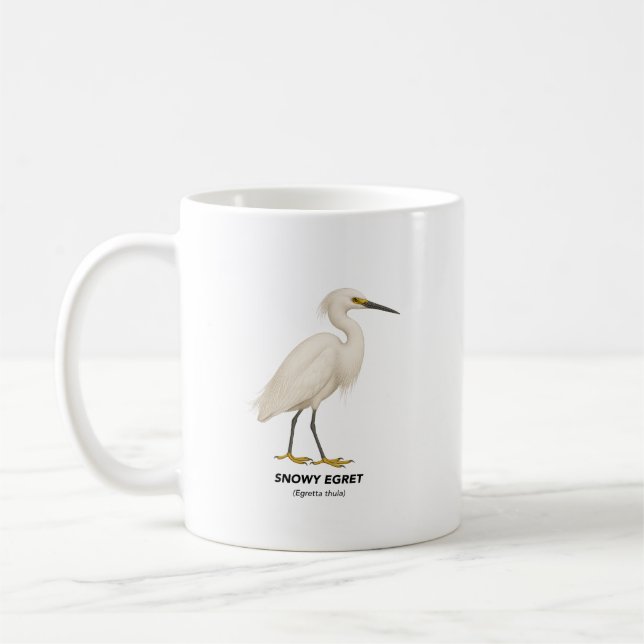 Caneca De Café Snowy Egret - Pássaros da Califórnia (Esquerda)