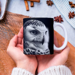 Caneca De Café Snowy Owl em preto-e-branco