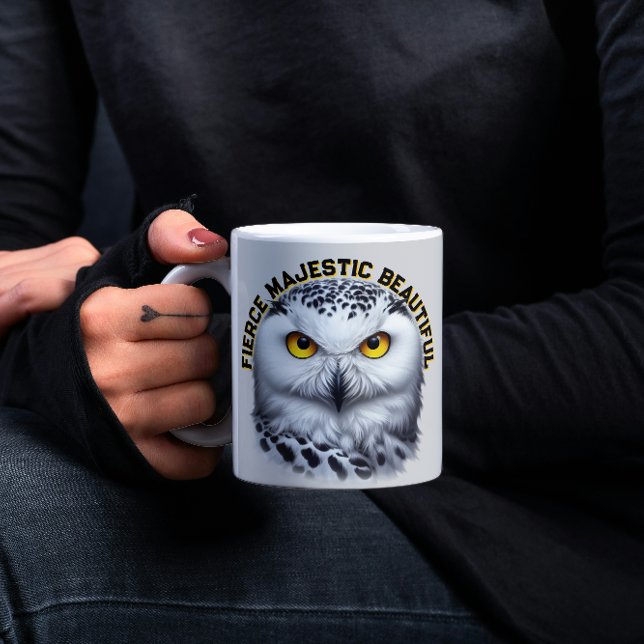 Caneca De Café Snowy Owl Fierce Majexpressa linda (Criador carregado)