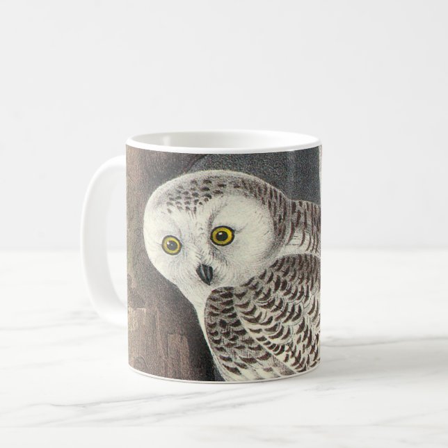 Caneca De Café Snowy Owl por Audubon (Frente Esquerda)