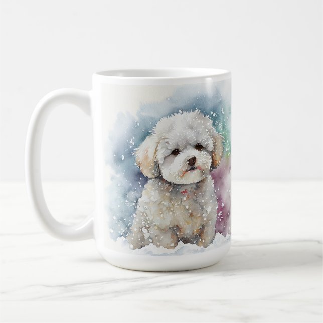 CANECA DE CAFÉ SNOWY WINTER BICHON FRISE DOG FACE (Esquerda)