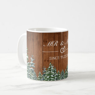 Caneca De Café Snowy Wood & Forest Country Sr. e Sra. Aniversário
