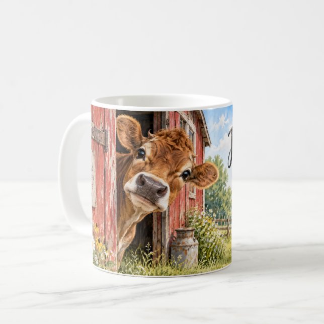 Caneca De Café Só Aparecendo Vaca (Frente Esquerda)