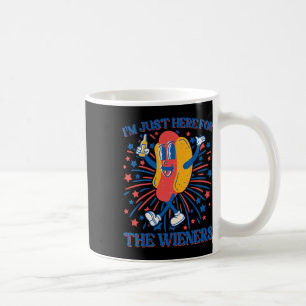 Caneca De Café Só Aqui Para O Cachorro Quente Engraçado 4 De Julh