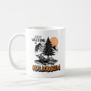 Caneca De Café Só Esperando O Esqueleto De Halloween Relaxar Verã