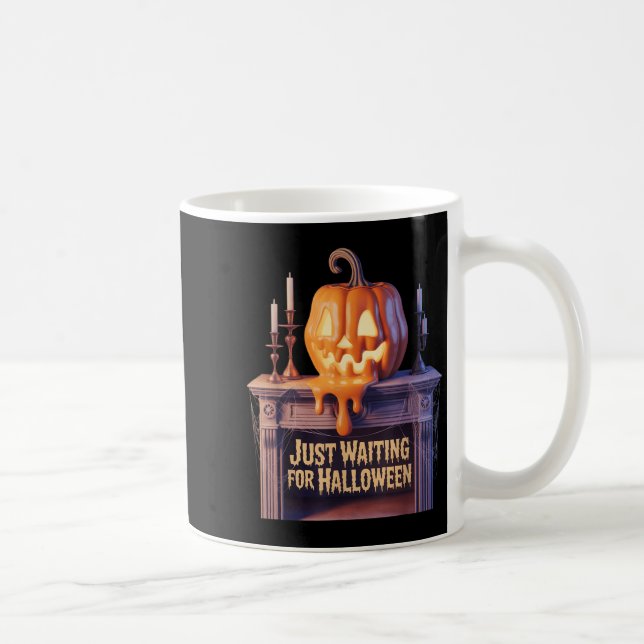 Caneca De Café Só Esperando O Halloween Jack O Lantern Hallowee (Direita)