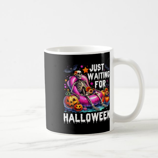 Caneca De Café Só Esperando Pelo Esqueleto De Halloween, Spooky V (Direita)
