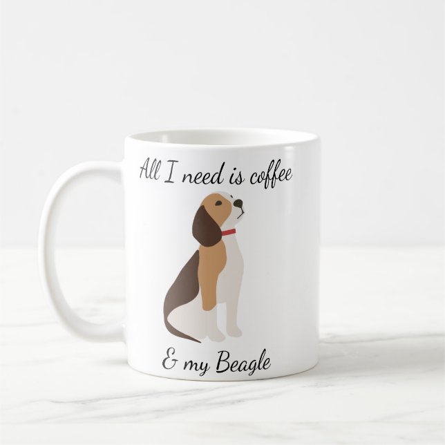 Caneca De Café Só preciso do café e do meu Beagle (Esquerda)
