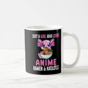 Caneca De Café Só uma garota que ama anime Ramen e Axolotls Kaw