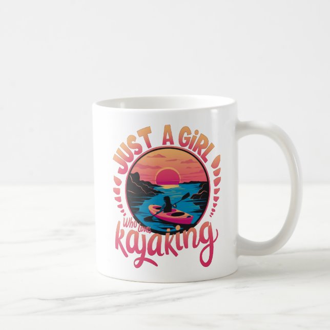 Caneca De Café Só uma garota que ama Design de Kayaking Sunset (Direita)