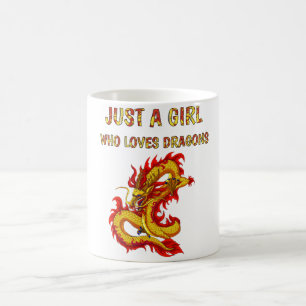 Caneca De Café Só uma garota que ama dragões, design de dragõe