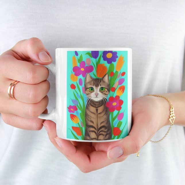 Caneca De Café Só uma garota que ama gatos | Folk Art (Criador carregado)