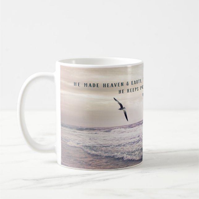 Caneca De Café Soando gaivota com Bíblia salm Verse Beach (Esquerda)