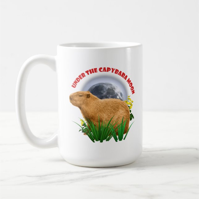 Caneca De Café Sob a Lua do Capivara Animal Fofo (Esquerda)