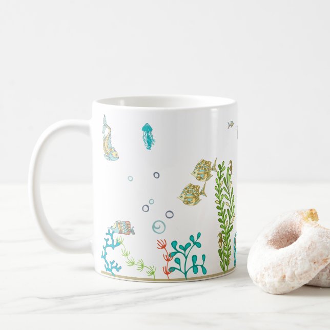 Caneca De Café Sob O Bioma Do Mar (Com Donut)