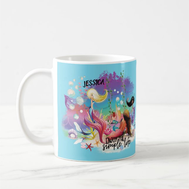 Caneca De Café Sob O Mar De Turquesa Roxa Do Oceano Sereia (Esquerda)