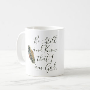 Caneca De Café Sob Suas Asas Pena de Aquarela Salmo 46