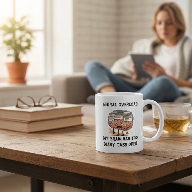Caneca De Café Sobrecarga Neural - Cérebro com Muitas Abas Aberta (Criador carregado)