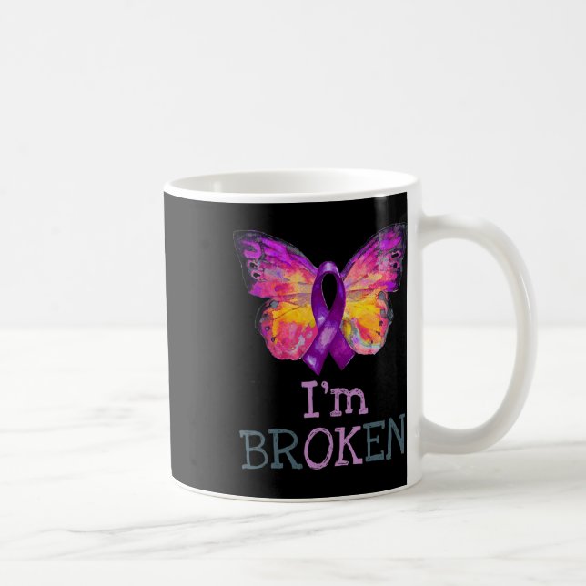 Caneca De Café Sobredosagem Borboleta Roxo Fita Roxa (Direita)