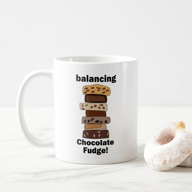 Caneca De Café Sobremesa de Chocolate Fudge Equilibrando Engraçad (Com Donut)