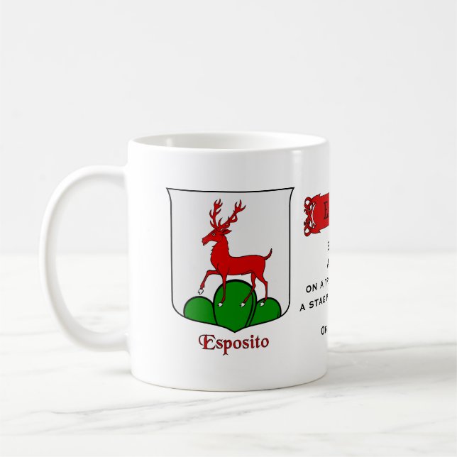 Caneca De Café Sobrenome italiano Esposito Heraldic Shield no Bla (Esquerda)