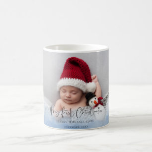 Caneca De Café Sobreposição de Fotografias de Natal do Bebê