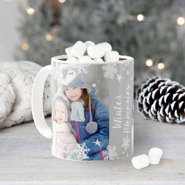 Caneca De Café Sobreposição de Fotos de Floco de Neve de Memórias