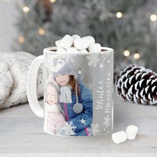 Caneca De Café Sobreposição de Fotos de Floco de Neve de Memórias
