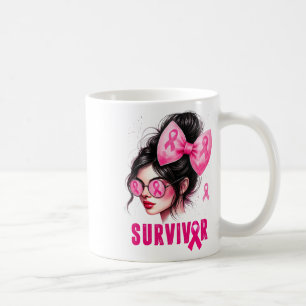 Caneca De Café Sobrevivência Cancer de mama Consciência rosa Mens