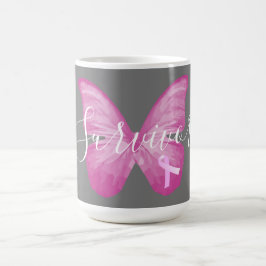 Caneca De Café Sobrevivência do Câncer da Mama da Borboleta Rosa
