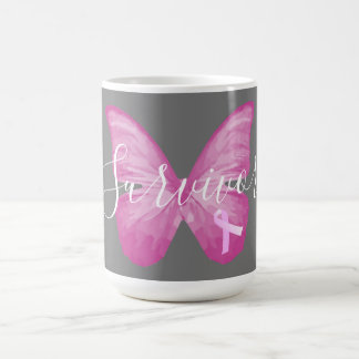 Caneca De Café Sobrevivência do Câncer da Mama da Borboleta Rosa