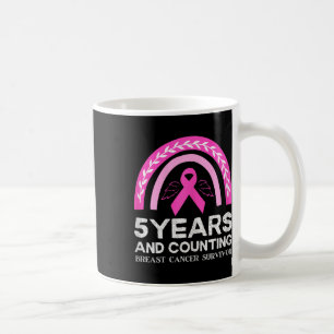 Caneca De Café Sobrevivência do Câncer da Mama Teto 5 Anos Pino L