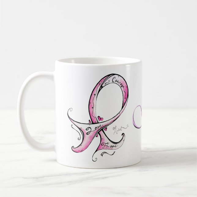 Caneca De Café Sobrevivente cor-de-rosa da fita (Esquerda)
