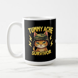 Caneca De Café Sobrevivente de Dor de Barriga Meme de Gato Divert