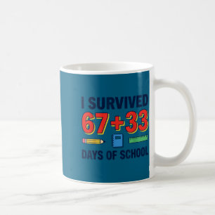 Caneca De Café Sobrevivi 67+33 dias de escola 100 dias de escola