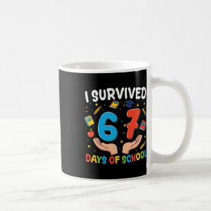 Caneca De Café Sobrevivi 67 Dias De Escola Engraçado 67º Dia Prof