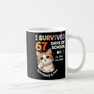 Caneca De Café Sobrevivi 67 Dias De Escola Gato Está Bem Seis Set