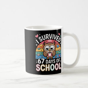 Caneca De Café Sobrevivi a 67 Dias De Escola Café Engraçado Coruj