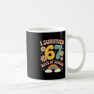 Caneca De Café Sobrevivi a 67 Dias de Escola Gíria Gen Alpha Retr