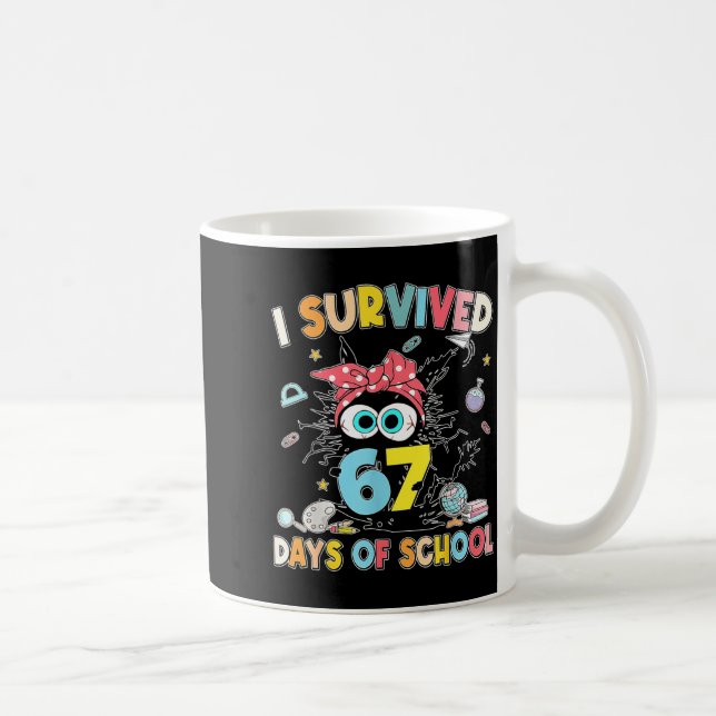 Caneca De Café Sobrevivi a 67 Dias De Escola Professores Gato Pre (Direita)