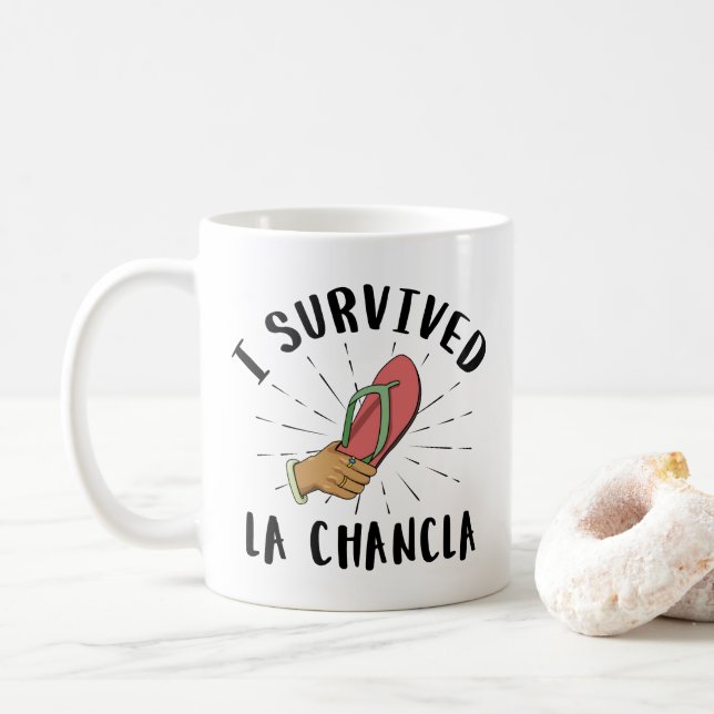 Caneca De Café Sobrevivi a La Chancla - Piada mexicana Engraçada (Com Donut)