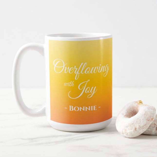 Caneca De Café Sobrevoando com alegria cristão personalizado (Com Donut)
