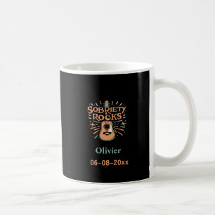 Caneca De Café Sobriety Rocks Guitar, Sober Date & Custom Name