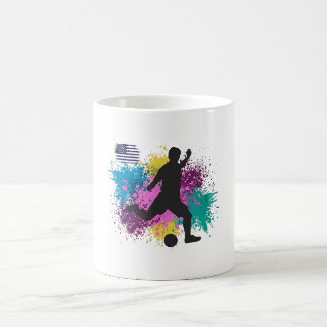 Caneca De Café Soccer Futebol EUA - Placas de cor Grungy (Centro)