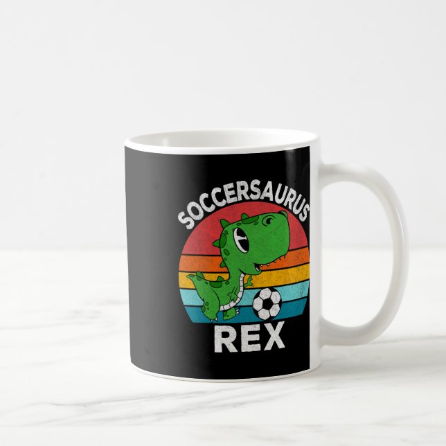 Caneca De Café Soccersaurus Rex Dinossauro de Futebol Para Menino (Direita)