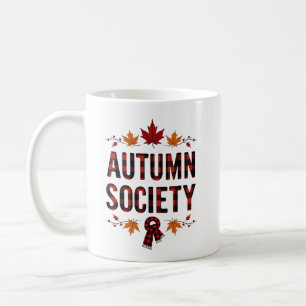 Caneca De Café Sociedade de Outono com Letreiro Xadrez Personaliz