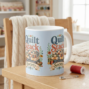 Caneca De Café Sociedade de Pilha de Colchas Costura Cottagecore