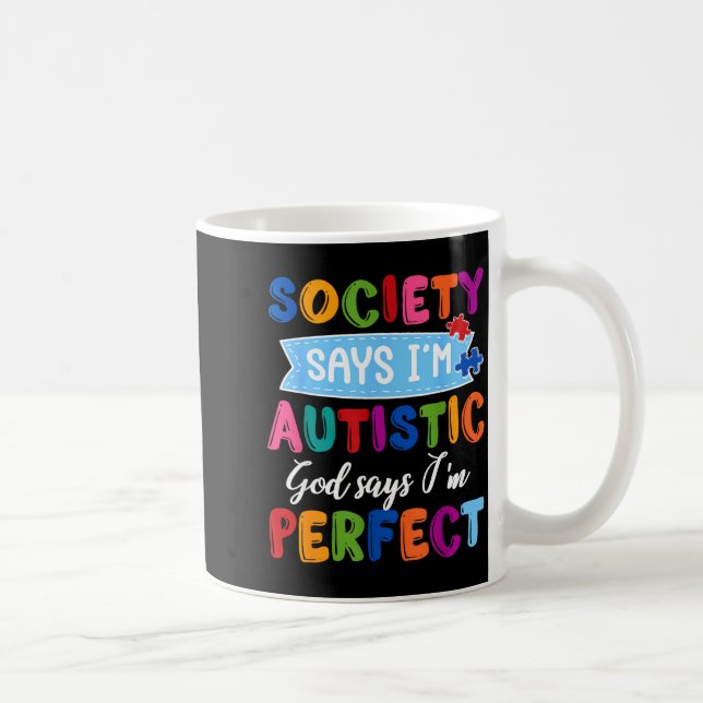 Caneca De Café Sociedade diz autista deus quebra-cabeça de consci (Direita)